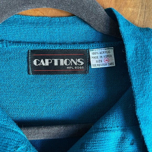 Vintage 70’s NWT Made in Korea Blue Acrylic Pussy Bow Sweater Size M - Picture 2 of 6